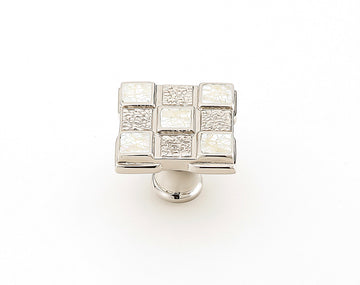 Schaub Avalon Bay, Square Knob, 9 sections, Black Mother & White Mother of Pearl inlaid on Solid Brass